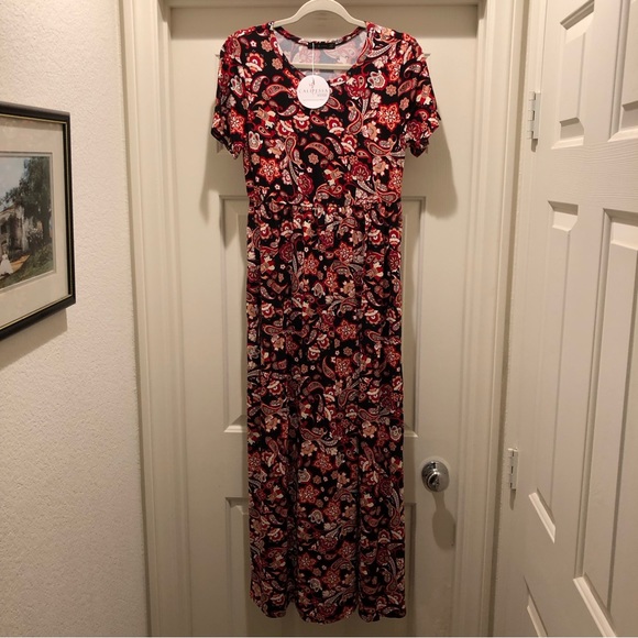 Calipessa Boutique Dress Women’s Size M Floral Maxi Rayon - Picture 1 of 4